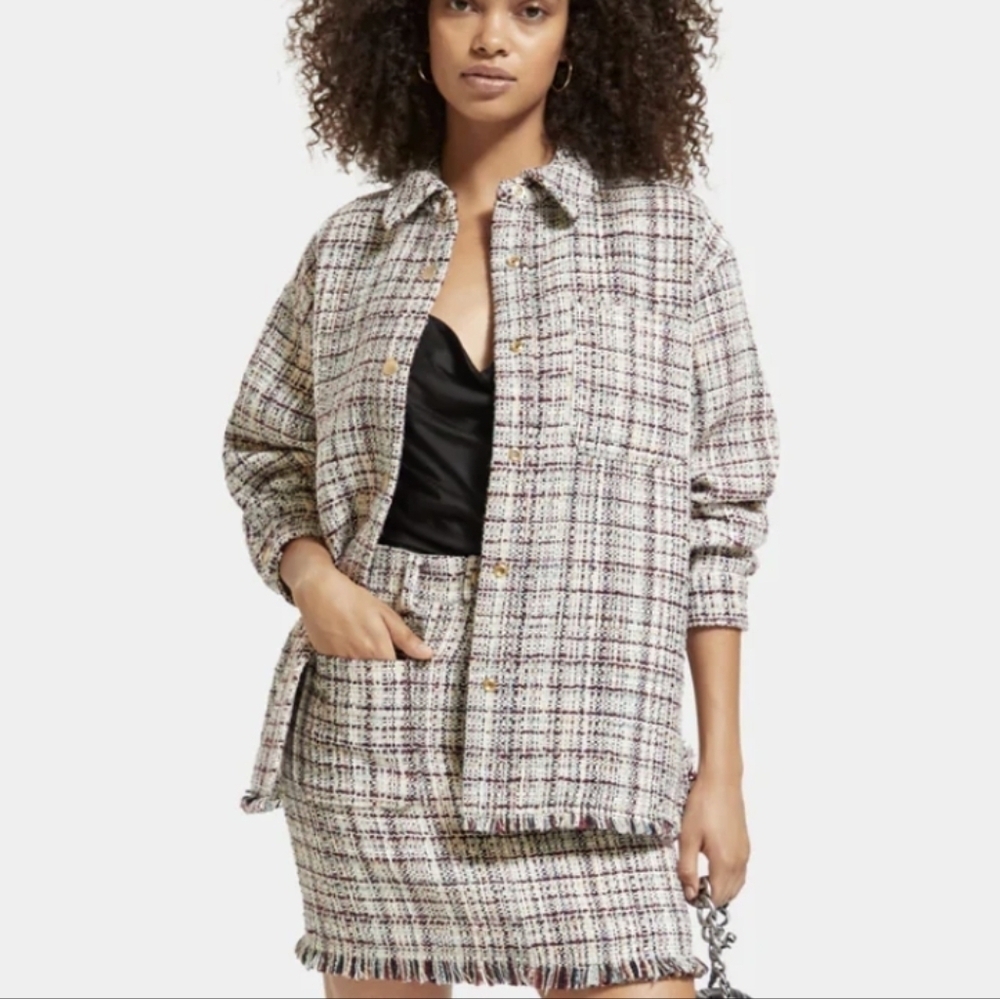 Scotch & Soda Glitter Tweed Dance All Night Over Sized Shirt Jacket SZ